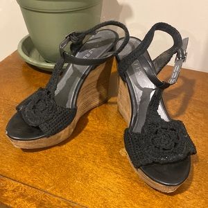 Bakers Black Crochet Wedges, size 7.5